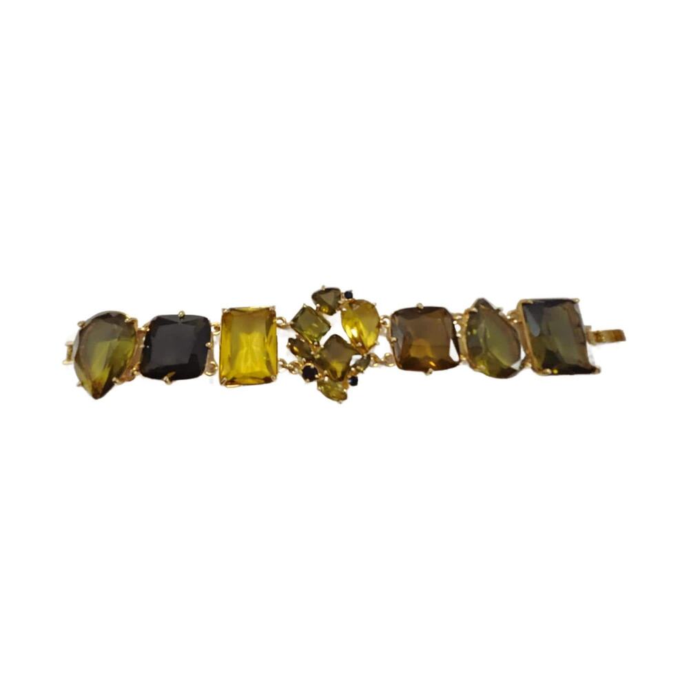 Vintage Monet Green , Citrine and Topaz Bracelet